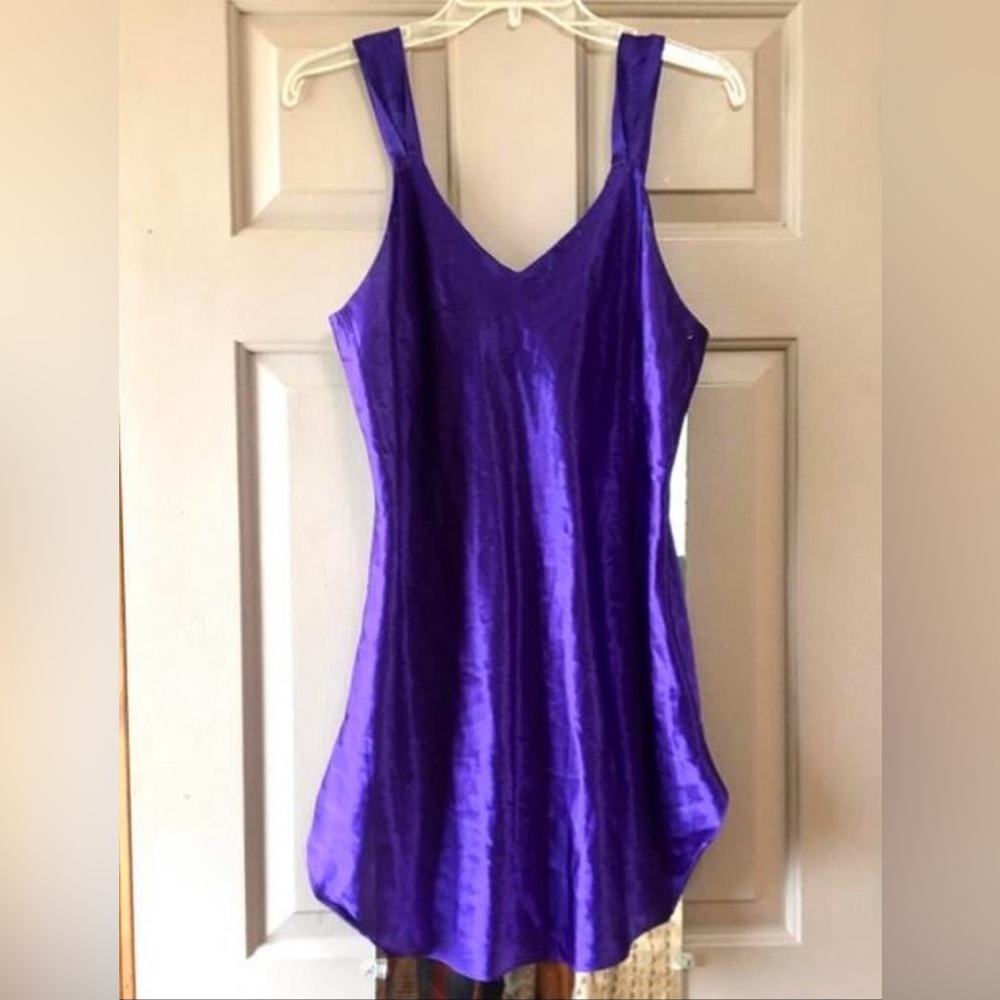 Vintage 90s Purple Shimmer Chemise Slip/Dress